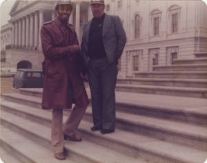 Albert "Peter" Datcher and another member of the American Agriculture Movement in Washington, D.C., during federal hearings on the organization.