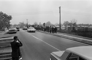 Civil rights demonstrators marching in Eutaw, Alabama.