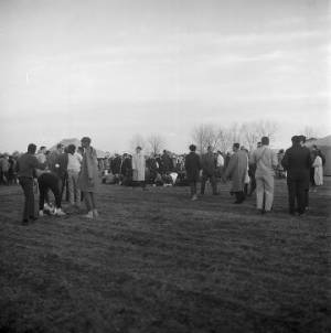 Marchers at the David Hall farm in Dallas County, Alabama, location of the first campsite used by participants in the Selma to Montgomery March.