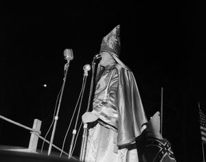 Speaker addressing a meeting of the Ku Klux Klan at East Lake Park in Birmingham, Alabama.
