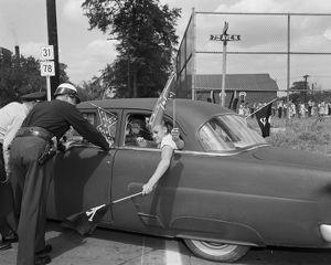 Students in a car protesting the integration of Phillips High School in Birmingham, Alabama.