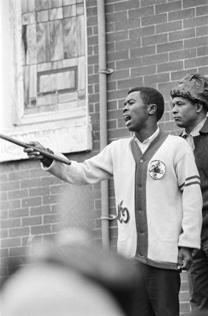 Jimmy Webb speaking outside Brown Chapel AME Church in Selma, Alabama, on Bloody Sunday.