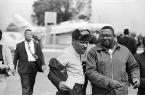 Martin Luther King Jr. preparing to rejoin the Selma to Montgomery March.