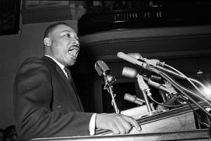 Martin Luther King Jr. speaking at Brown Chapel AME Church in Selma, Alabama, possibly on Turnaround Tuesday.