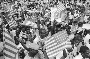 Marchers in Jackson, Mississippi, near the end of the March Against Fear begun by James Meredith.