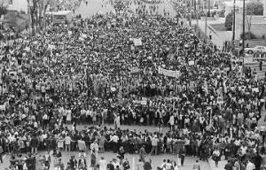 Marchers on Dexter Avenue in Montgomery, Alabama, approaching the Capitol at the conclusion of the Selma to Montgomery March.