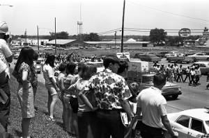 White bystanders in Senatobia, Mississippi, observing the March Against Fear begun by James Meredith.