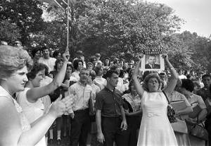 White students protesting the integration of West End High School in Birmingham, Alabama.