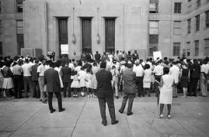 Civil rights demonstrators who had just participated in an SCLC march to the Jefferson County courthouse in Birmingham, Alabama.
