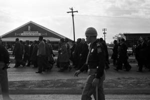 Civil rights marchers on the south side of the Edmund Pettus Bridge in Selma, Alabama, on Turnaround Tuesday.