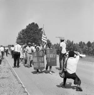 Participants in a march in Philadelphia, Mississippi, held in memory of three civil rights workers who had been murdered the year before.