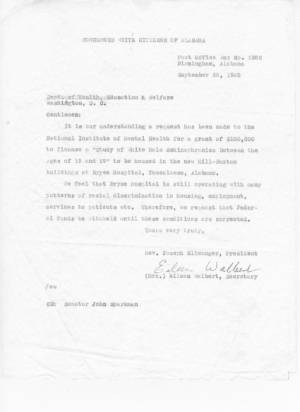 Letter to the Dept. of Health, Education, and Welfare from Sec. Eileen Walbert on September 28, 1965