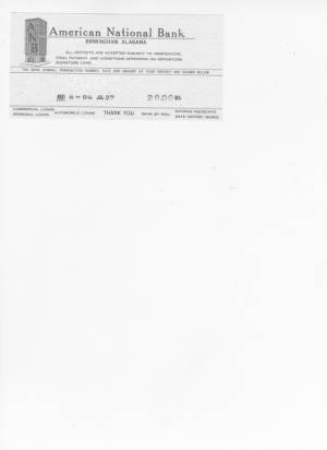 Concerned White Citizens of Alabama Deposit Slip From July 27, 1965.