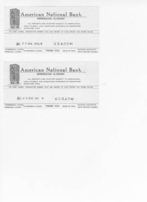 Concerned White Citizens of Alabama Deposit Slips from April of 1965
