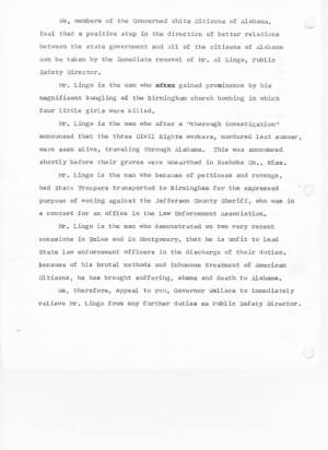 Letter to Governor George Wallace