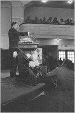 Martin Luther King, Jr., speaking to a crowd at Tabernacle Baptist Church in Selma, Alabama.