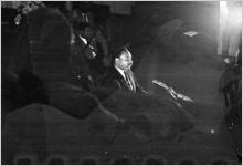 Martin Luther King, Jr., speaking to an audience at Tabernacle Baptist Church in Selma, Alabama.