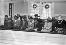 Audience seated in the balcony at Tabernacle Baptist Church in Selma, Alabama, probably listening to Martin Luther King, Jr., speak.