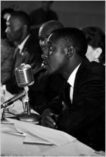 Man speaking at a hearing of the Senate Subcommittee on Employment, Manpower, and Poverty at the Heidelberg Hotel in Jackson, Mississippi.
