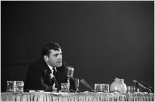 Man speaking at a hearing of the Senate Subcommittee on Employment, Manpower, and Poverty at the Heidelberg Hotel in Jackson, Mississippi.