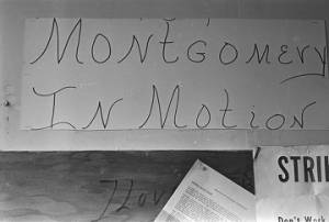 Fliers, notices, and clippings on a bulletin board at the office of the Student Nonviolent Coordinating Committee in Montgomery, Alabama.