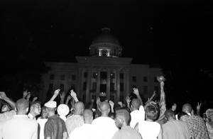 Crowd in front of the Capitol in Montgomery, Alabama, during a civil rights demonstration.