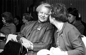 Two women in the audience at a conference in Montgomery, Alabama, sponsored by the Fellowship of the Concerned, the Southern Regional Council, and the Alabama Council on Human Relations.