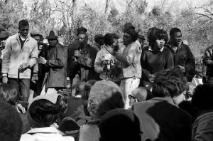 Students from Tuskegee Institute during a demonstration to protest the murder of Samuel L. Younge, a civil rights worker.