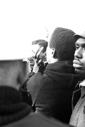 Wendell Wilkerson, George Ware, and students from Tuskegee Institute during a demonstration to protest the murder of Samuel L. Younge, a civil rights worker.