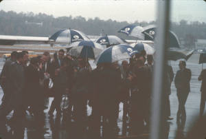 Martin Luther King, Jr., arriving at the airport in Birmingham, Alabama.