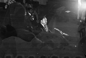Martin Luther King, Jr., speaking to an audience at Tabernacle Baptist Church in Selma, Alabama.