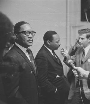 Martin Luther King, Jr., being interviewed at Tabernacle Baptist Church in Selma, Alabama.