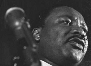 Martin Luther King, Jr., speaking to an audience at St. Paul AME Church in Birmingham, Alabama.