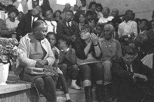 Audience at Harrison Street Baptist Church in Greenville, Alabama, during an appearance by Martin Luther King, Jr.