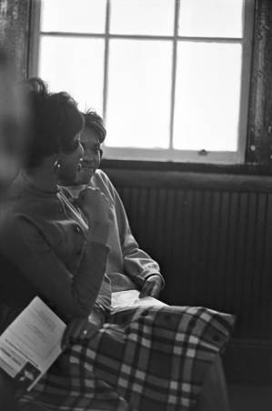 Two young women in the audience during a program at Hall Street Baptist Church in Montgomery, Alabama.