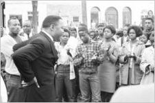 Hosea Williams addressing a crowd in downtown Eutaw, Alabama.