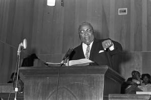 Martin Luther King, Sr., speaking to an audience at Holt Street Baptist Church in Montgomery, Alabama.
