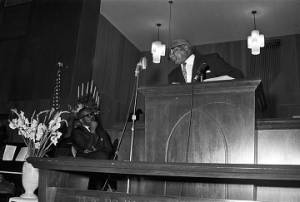 Martin Luther King, Sr., speaking to an audience at Holt Street Baptist Church in Montgomery, Alabama.