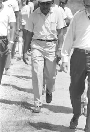 Martin Luther King, Jr., and others, participating in the "March Against Fear" through Mississippi, begun by James Meredith.