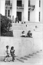 Small group watching a rally of the Ku Klux Klan from the steps of the Capitol in Montgomery, Alabama.