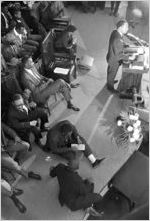 Martin Luther King, Jr., speaking to a crowd at Tabernacle Baptist Church in Selma, Alabama.