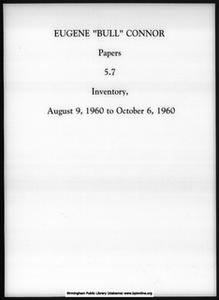 Inventory, August 9, 1960 to October 6, 1960