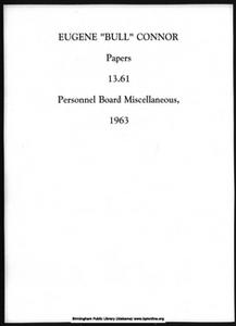 Personnel Board Miscellaneous, 1963