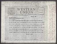 Telegram Between Florence M. Read and Mrs. Ludie Andrews, July 11, 1933