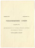 Neighborhood Union Brochure, 1911