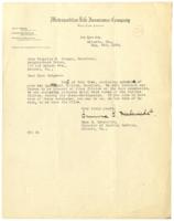 Correspondence Between Metropolitan Life Insurance Company and Neighborhood Union, August 9, 1924
