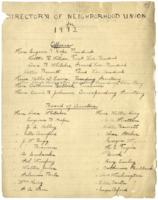 "Directory of Neighborhood Union for 1912", 1912