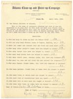 Atlanta Clean-Up and Paint-up Campaign Questionnaire For the School Children of Atlanta, April 14, 1924