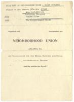 Brochure of the Neighborhood Union, July 1933