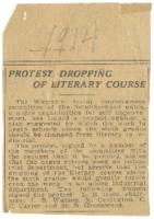"Protest Dropping of Literary Course", 1914